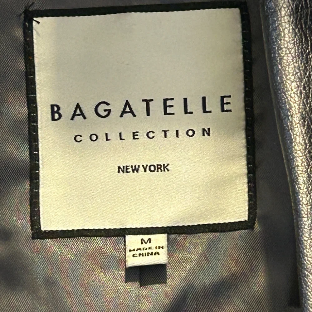 ๐ Host Pick ๐ Bagatelle Faux Leather Silver Moto Jacket- M - Picture 2 of 5